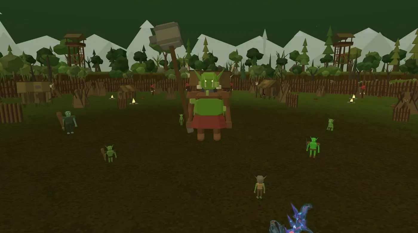 Wódz Goblinów i jego banda za palisadą